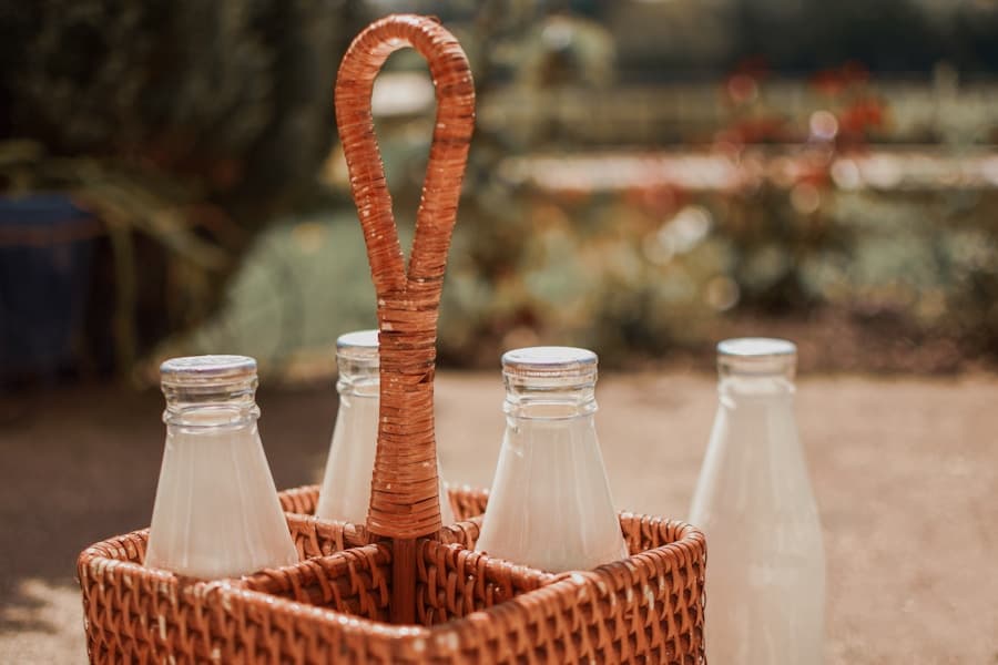 Organic dairy — glass milk bottles